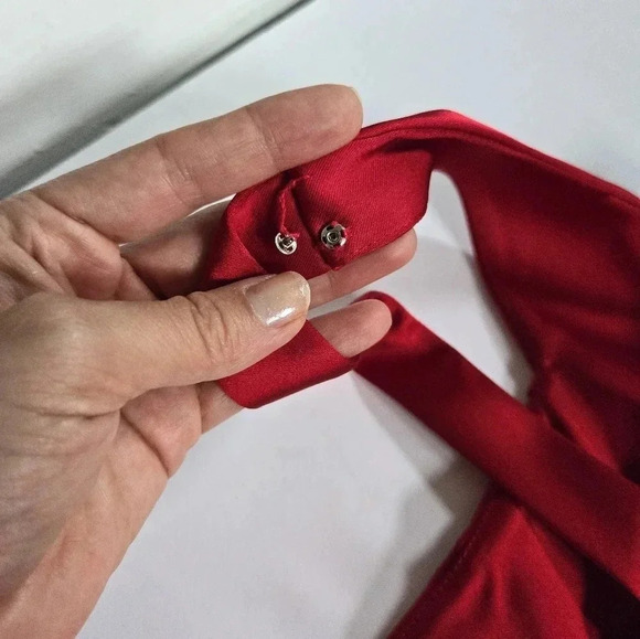 Calvin Klein red stretch satin formal date night mini dress sz 10 - Picture 11 of 17